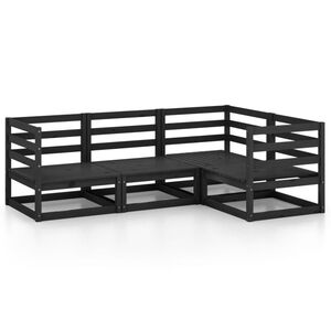 vidaXL 4 Piece Garden Lounge Set Black Solid Wood Pine