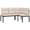 vidaXL Garden Benches 2 pcs with Cushions Black Powder-coated Steel