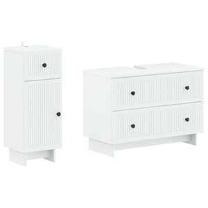 vidaXL 2 Piece Bathroom Cabinet Set EDE White Engineered Wood