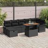 vidaXL Garden Sofa Set Height-Adjustable 8 pcs Black Poly Rattan