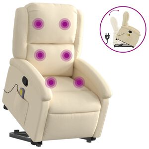 vidaXL Stand up Massage Recliner Chair Cream Fabric