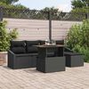 vidaXL Garden Sofa Set with Storage 6 pcs Black Poly rattan