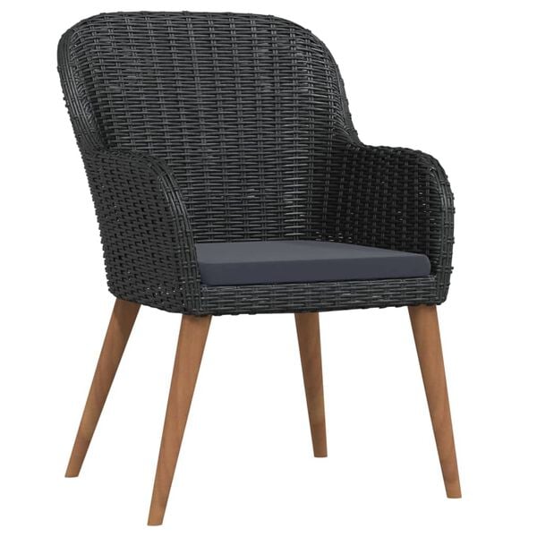 vidaXL 5 Piece Garden Dining Set with Cushions Black