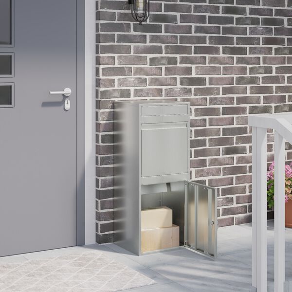 vidaXL Parcel Drop Box Black 41 x 38 x 103 cm Galvanised Steel