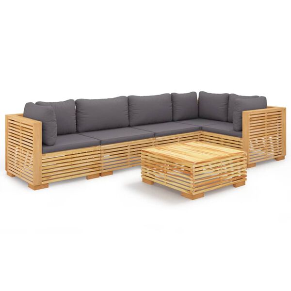 vidaXL 6 Piece Garden Lounge Set with Cushions Solid Teak Wood