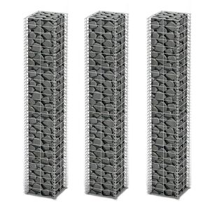 vidaXL Gabion Set 3 pcs Galvanised Wire 25 x 25 x 150 cm