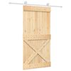 vidaXL Sliding Door Natural and White 100 x 210 cm Solid Pine Wood