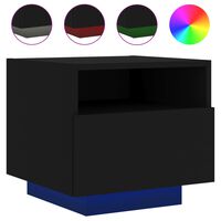 vidaXL Bedside Cabinet with LED Lights Black 40x39x37 cm