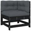 vidaXL 6 Piece Garden Lounge Set with Cushions Black Solid Wood