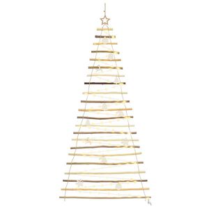 vidaXL Christmas Tree with 130 LEDs Natural 210 cm Solid Ash wood