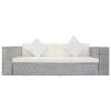 vidaXL 3-Seater Sofa with Cushions Grey Natural Rattan