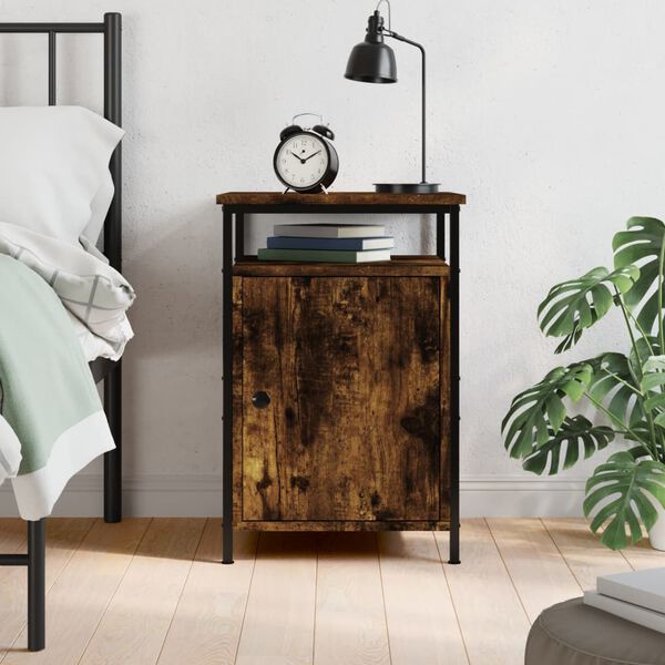 vidaXL Bedside Cabinet Smoked Oak 40x42x60 cm Engineered Wood