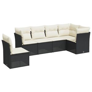 vidaXL 6 Piece Garden Sofa Set with Cushions Black Poly Rattan