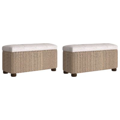 vidaXL Storage Benches 2 pcs with Grey Cushion 69 cm Cattail