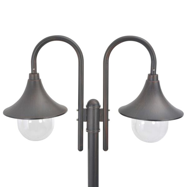 vidaXL Garden Post Light E27 220 cm Aluminium 2-Lantern Bronze