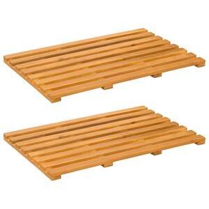 vidaXL Bath Mat 2 pcs Natural 56 x 37 cm Solid Acacia Wood