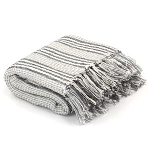 vidaXL Throw Cotton Stripes 125x150 cm Grey and White