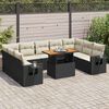 vidaXL 10 Piece Garden Sofa Set with Cushions Black Poly Rattan