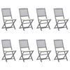 vidaXL Folding Outdoor Chairs 8 pcs with Cushions Solid Acacia Wood