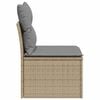 vidaXL Garden Sofa Armless with Cushions Beige Poly Rattan