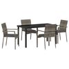 vidaXL Garden Dining Set with Cushion 5 pcs Grey Poly Rattan