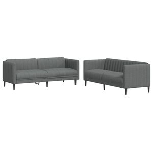 vidaXL 2 Piece Sofa Set Dark Grey Fabric