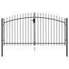vidaXL Fence Gate Double Door with Spike Top Steel 299.5x199.5 cm Black
