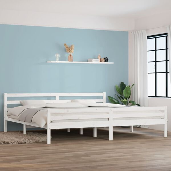 vidaXL Bed Frame without Mattress White Solid Wood 180x200 cm Super King