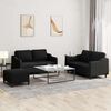 vidaXL 3 Piece Sofa Set with Cushions Black Fabric