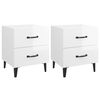 vidaXL Bedside Cabinet | Set of 2 | High gloss white | Engineered wood, metal