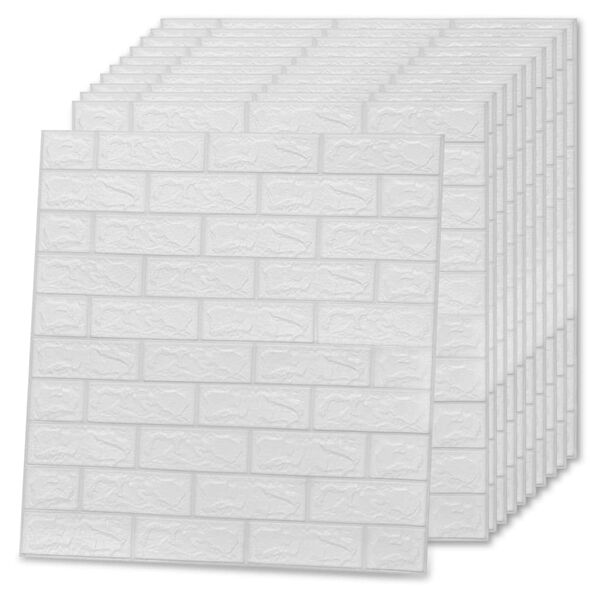vidaXL 3D Wallpaper Bricks Self-adhesive 20 pcs White