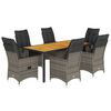 vidaXL 7 Piece Garden Dining Set with Cushions Grey Poly Rattan