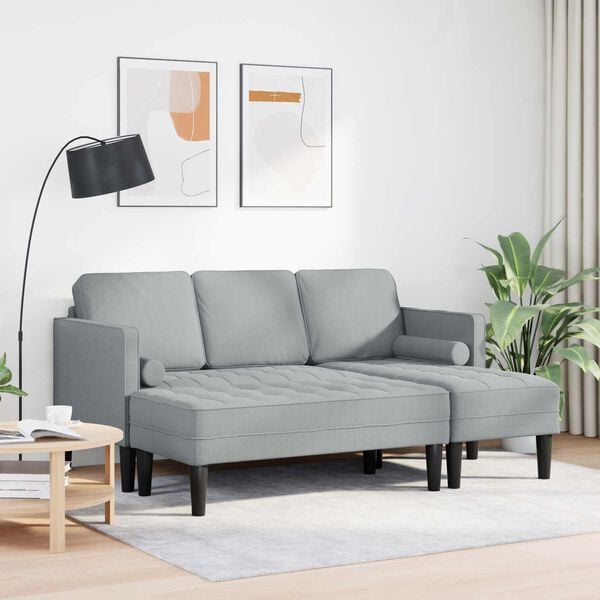 vidaXL Sofa Set with Cushion 2 pcs Light Grey Polyester