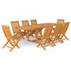 vidaXL 9 Piece Garden Dining Set Solid Teak Wood