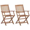 vidaXL Folding Garden Chairs 2 pcs with Cushions Solid Wood Acacia
