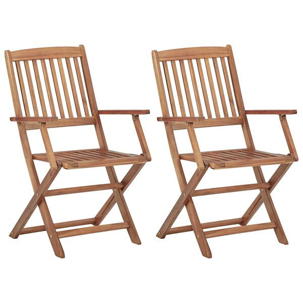 vidaXL Folding Garden Chairs 2 pcs with Cushions Solid Wood Acacia