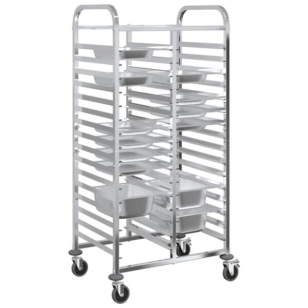 vidaXL Tray Trolley with 32 GN Containers 75x55x162.5 cm Stainless Steel