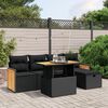 vidaXL 6 Piece Garden Sofa Set with Cushions Black Poly Rattan