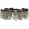 vidaXL 9 Piece Garden Dining Set with Cushions Light Grey Poly Rattan