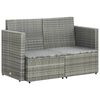vidaXL 2 Seater Garden Sofa with Cushions Grey Poly Rattan