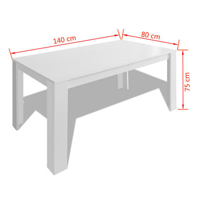 vidaXL Dining Table 140x80x75 cm White