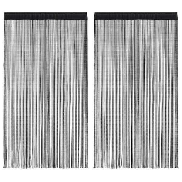 vidaXL String Curtains 2 pcs 140x250 cm Black