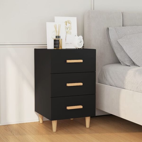 vidaXL Bedside Cabinet Black 40x40x66 cm Engineered Wood