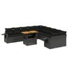vidaXL 11 Piece Garden Sofa Set with Cushions Black Poly Rattan
