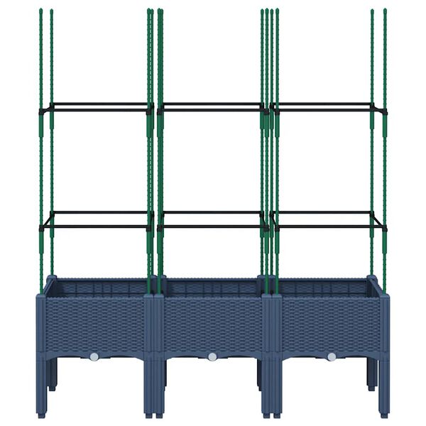 vidaXL Garden Planter with Trellis Blue Grey 120x40x142.5 cm PP