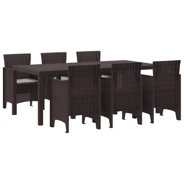 vidaXL Garden Dining Set 7 pcs Brown Polypropylene