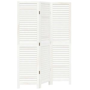 vidaXL Room Divider&nbsp;3 Panels White Solid Wood Paulownia