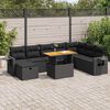 vidaXL 9 Piece Garden Sofa Set with Cushions Black Poly Rattan Acacia