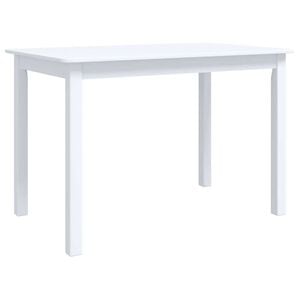vidaXL Dining Table | White | Solid rubber wood frame, MDF top | Medium