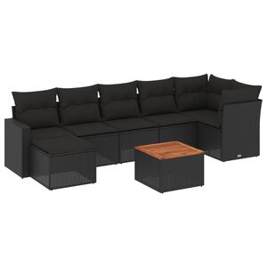 vidaXL 8 Piece Garden Sofa Set with Cushions Black Poly Rattan